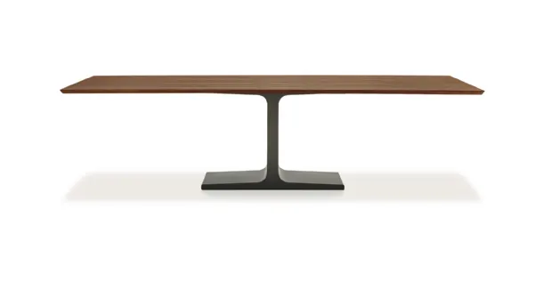 Palace Wood Table with wooden top and lacquered white metal base