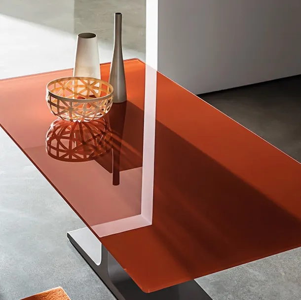 Palace table with lacquered glass top and lacquered metal base by Sovet