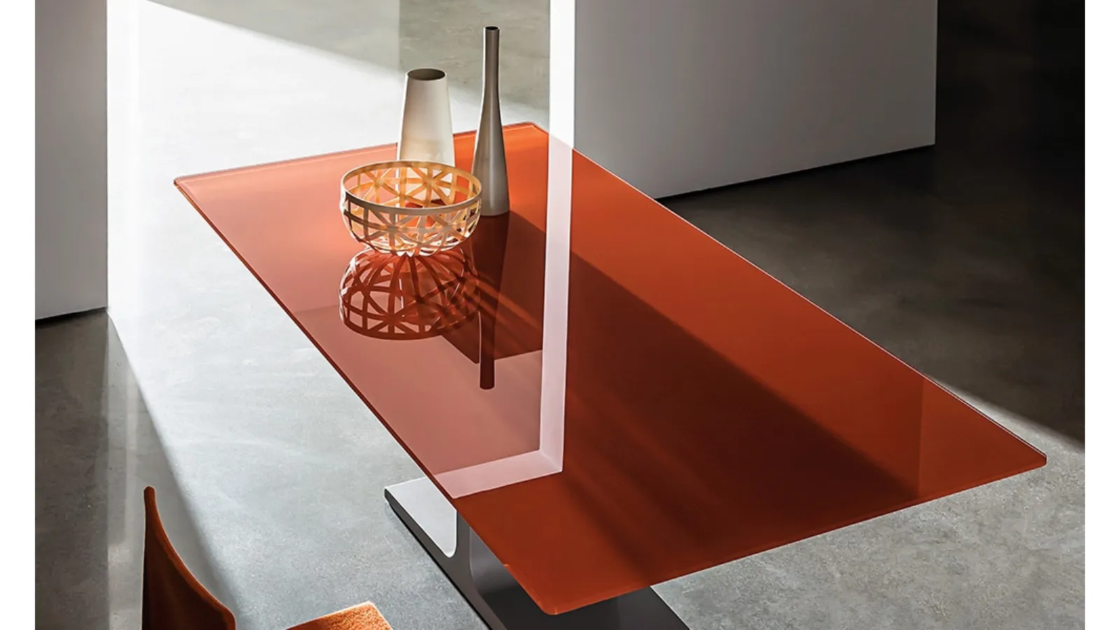 Palace table with lacquered glass top and lacquered metal base by Sovet
