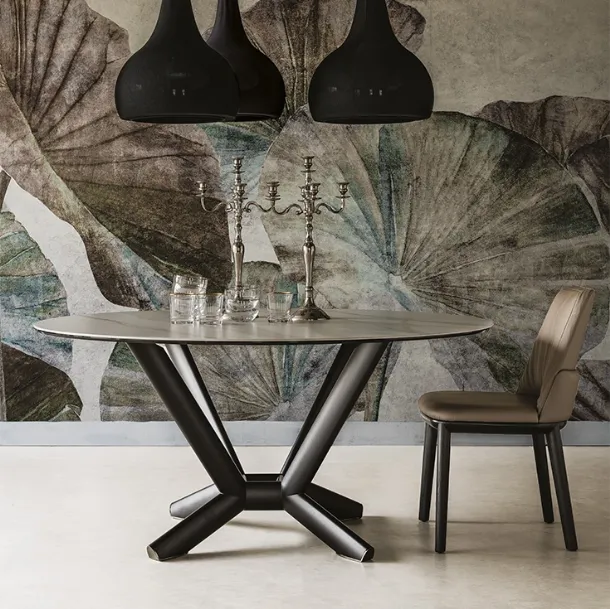 Round table with Planer Keramic Round ceramic top by Cattelan Italia