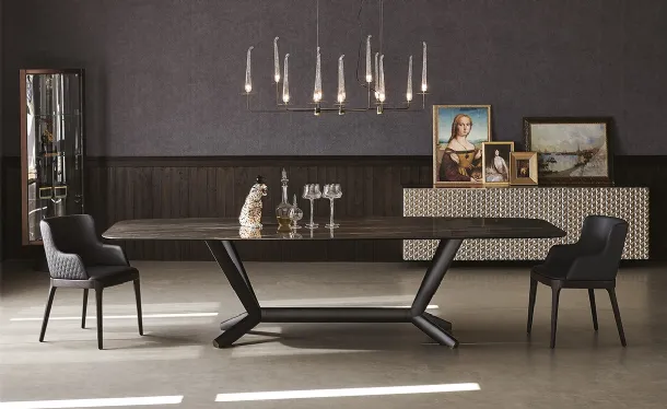 Table with ceramic top and steel base Planer Keramik by Cattelan Italia