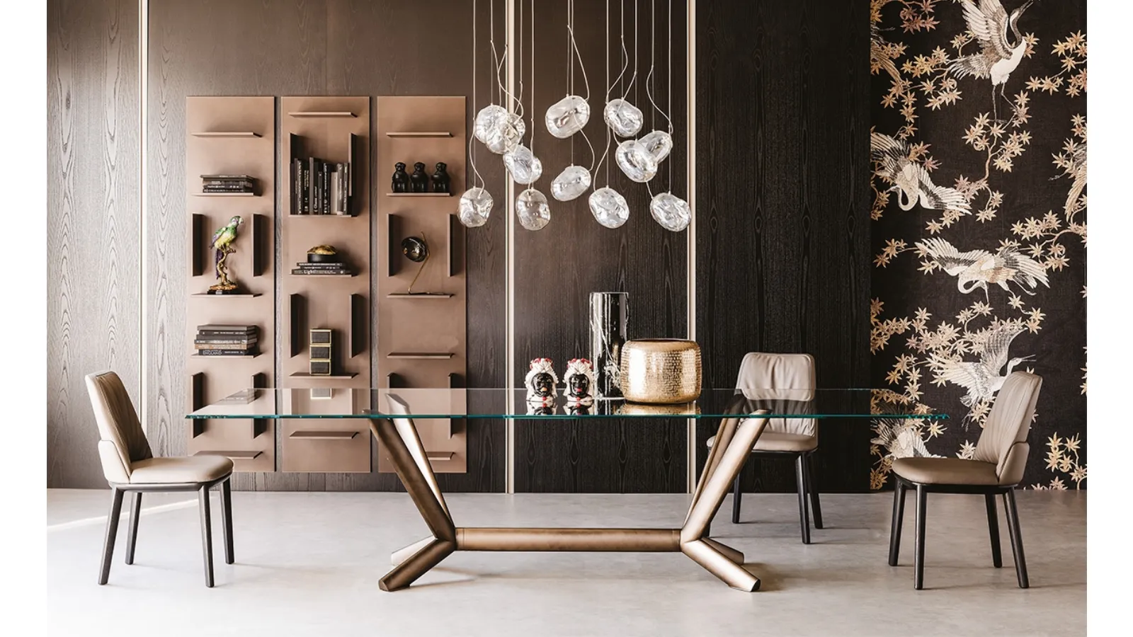 Table with steel base and glass top Planer by Cattelan Italia