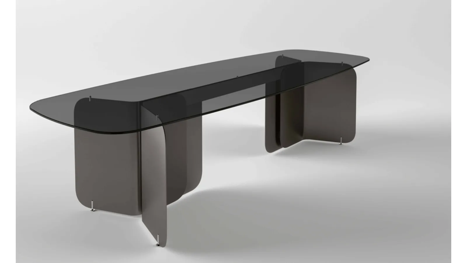 Pleat glass and metal table by Tonelli