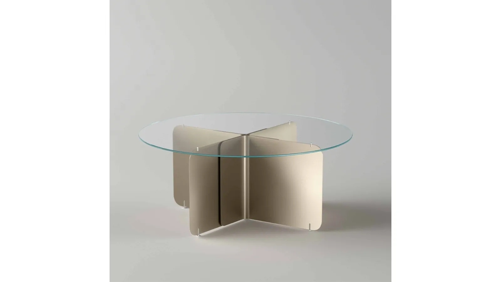 Pleat glass and metal table by Tonelli