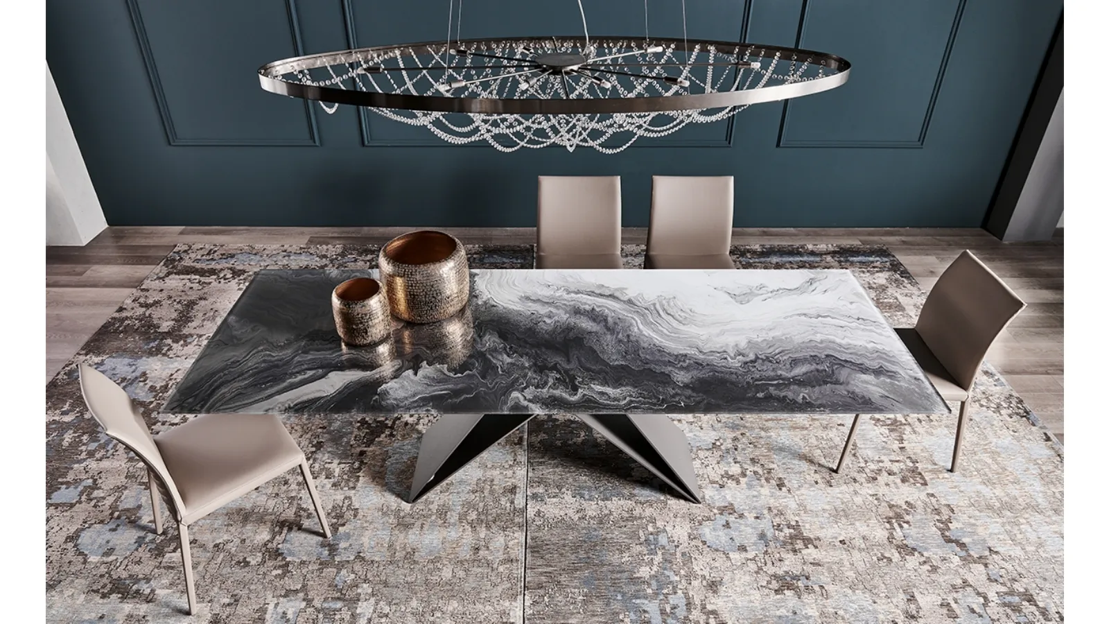 Premier Crystalart printed glass table by Cattelan Italia