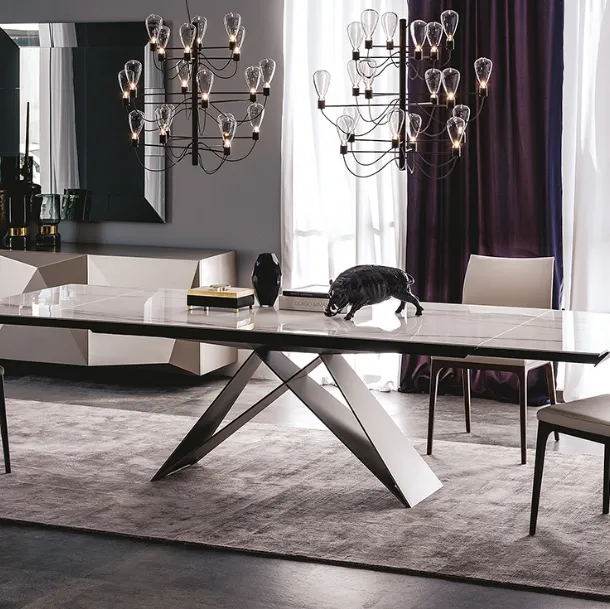 Extendable table with Premier Keramik Drive ceramic top by Cattelan Italia