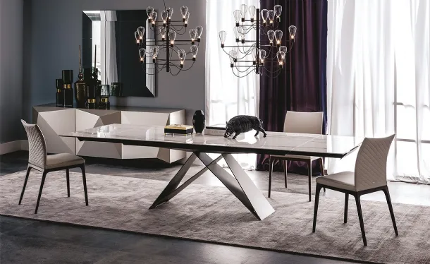 Extendable table with Premier Keramik Drive ceramic top by Cattelan Italia