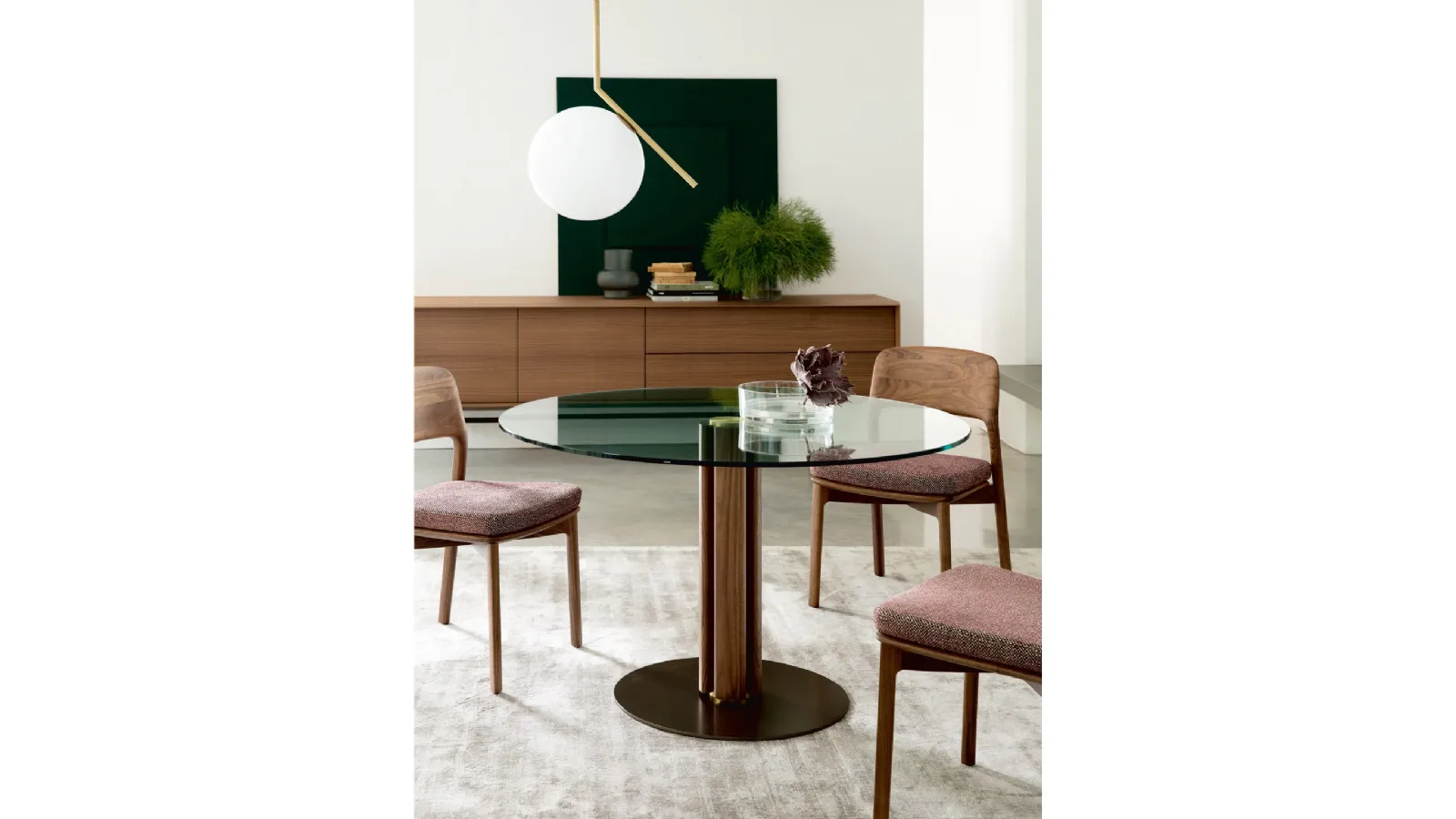 Porada Quadrifoglio round glass table