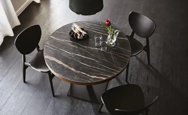 Round ceramic table with square base Ribot Keramik Bistrot by Cattelan Italia