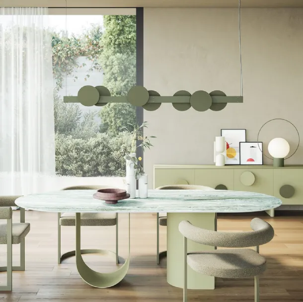 Roshi oval table with ceramic top and metal base by Ronda Design