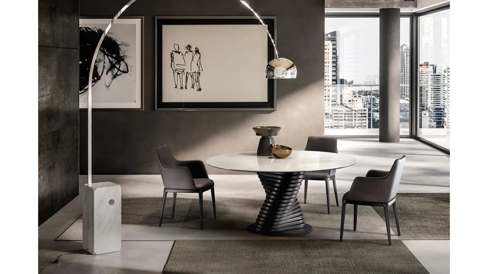 Rotolo Table with Ceramic Top by Eforma