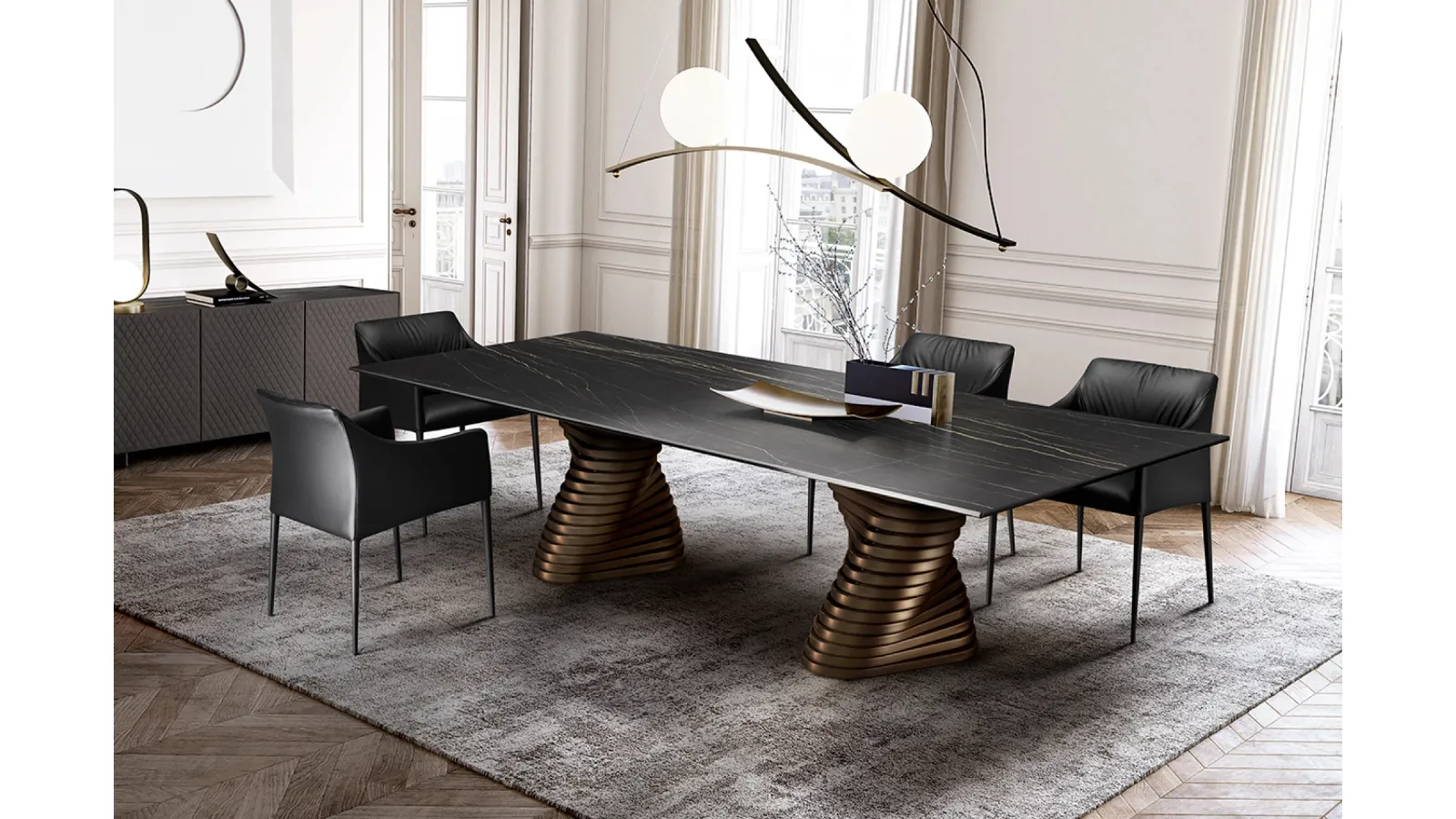 Rotolo Table with ceramic top by Eforma