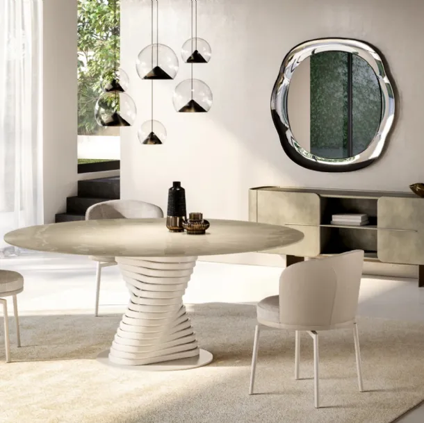 Rotolo Table with Eforma glass top