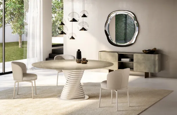 Rotolo Table with Eforma glass top