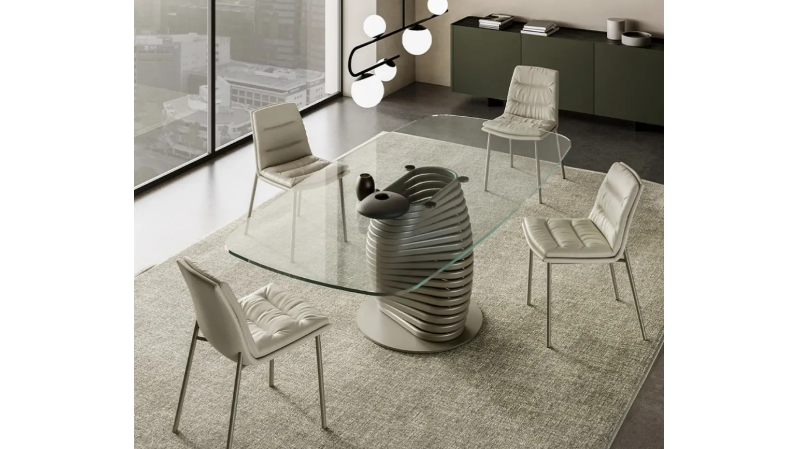 Rotolo Table with Eforma glass top
