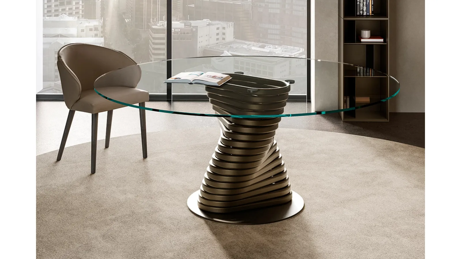 Rotolo Table with Eforma glass top