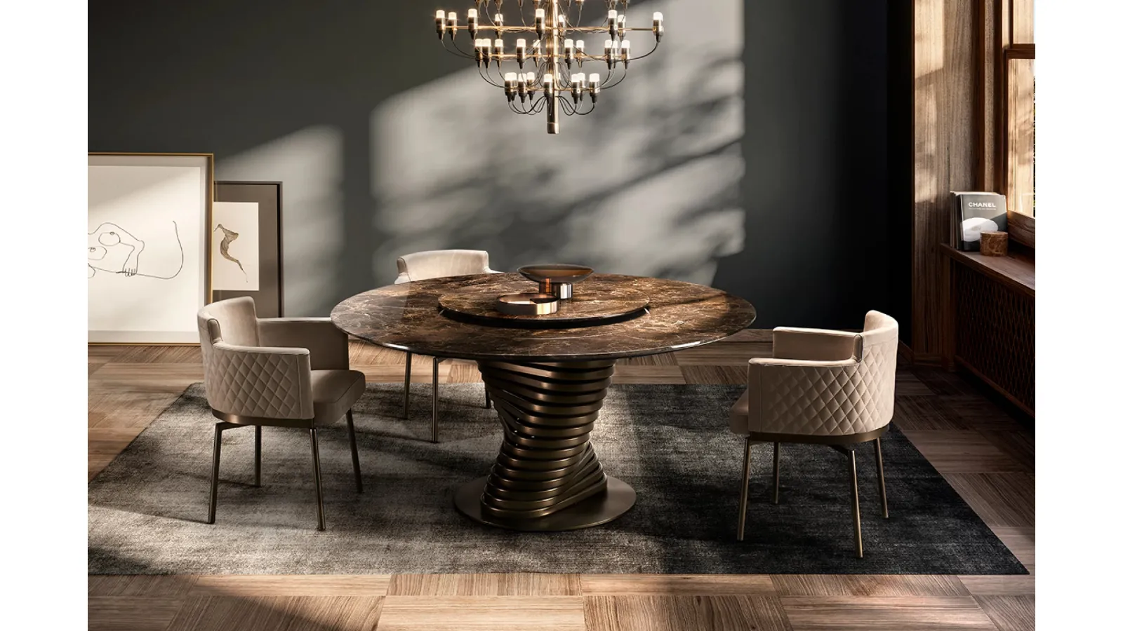 Rotolo Table with Eforma marble top