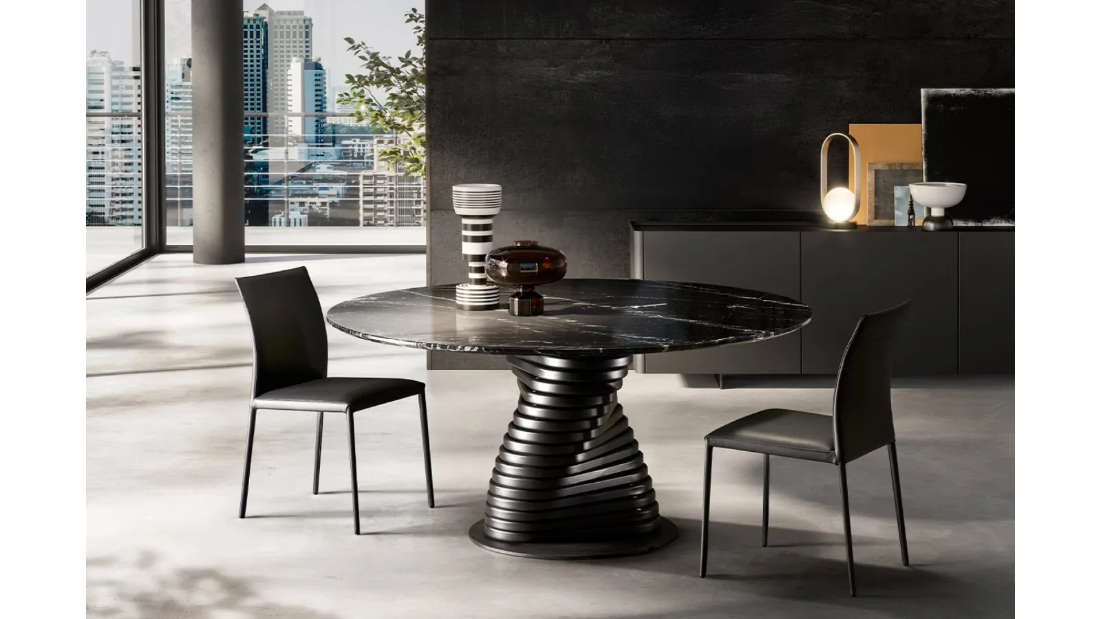 Rotolo Table with Eforma marble top