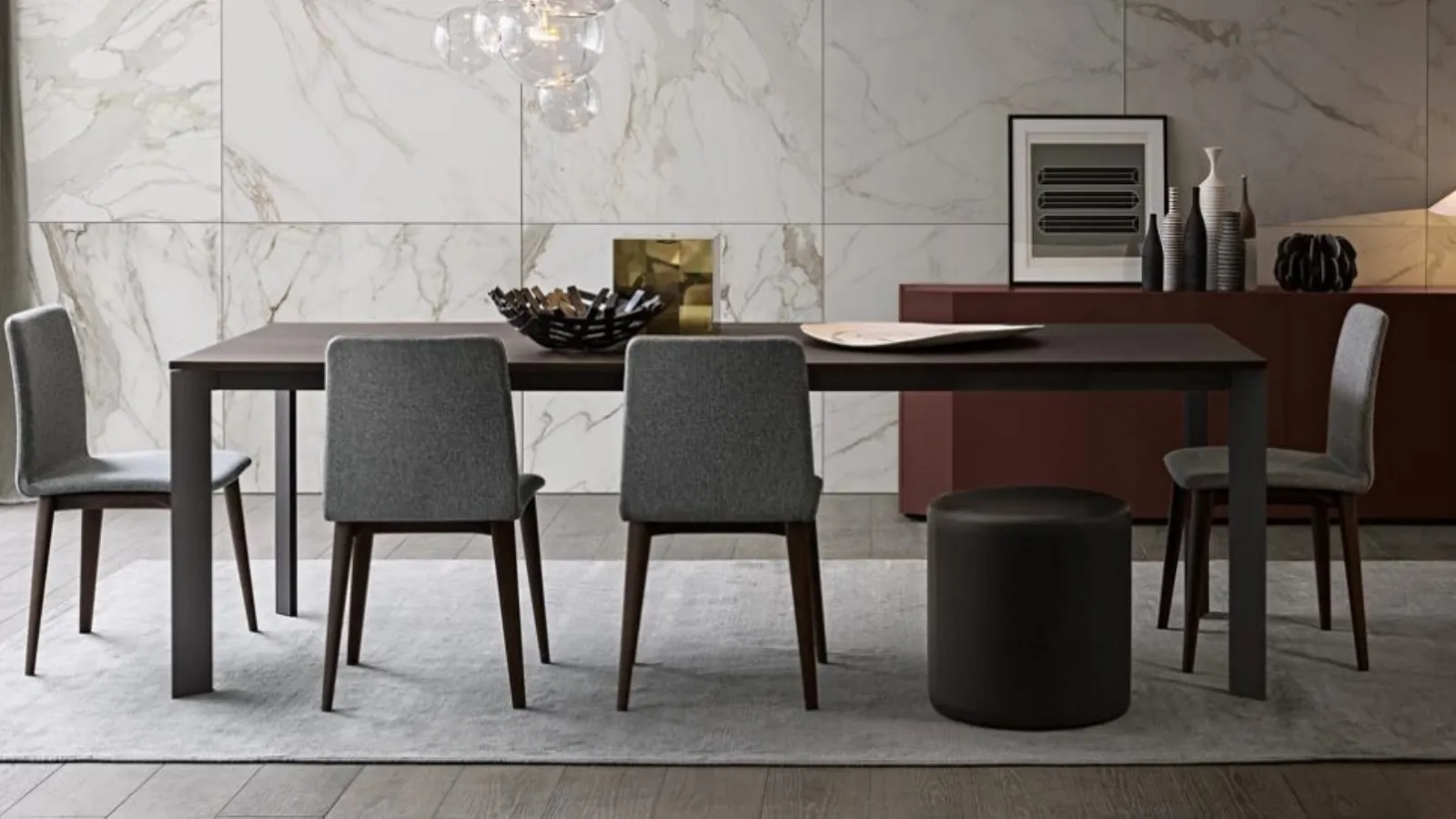 Roy extendable table with wooden top and brown metal structure by Giellesse