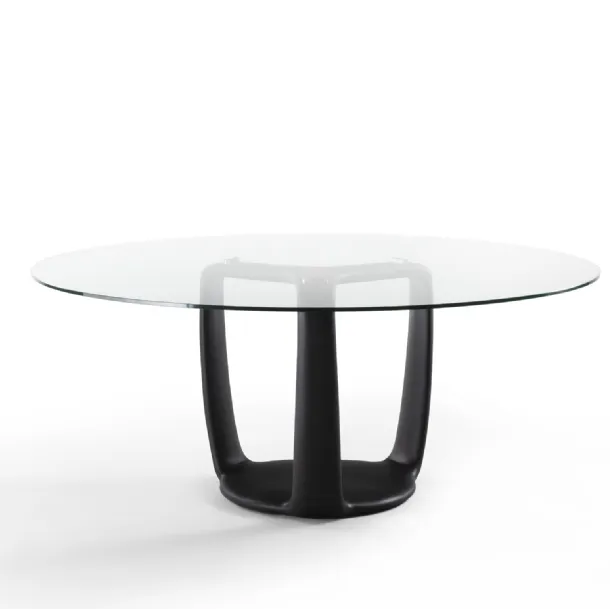 Saddle Round Table in glass by Porada