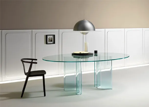 Oval glass table in Sahara by Fiam