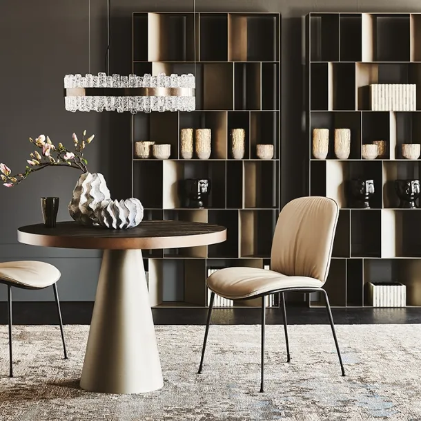Table with conical steel base and Saturno Keramik Bistrot ceramic top by Cattelan Italia