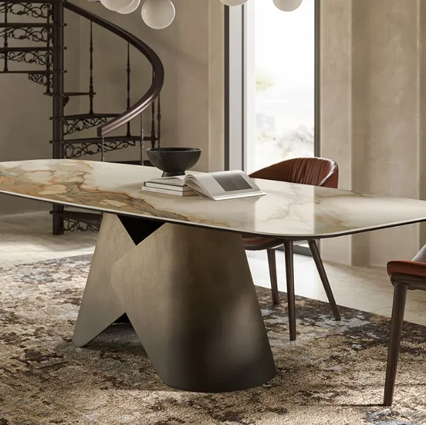 Ceramic table with metal base Scott Keramik by Cattelan Italia