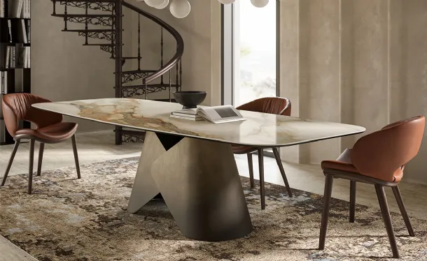 Ceramic table with metal base Scott Keramik by Cattelan Italia