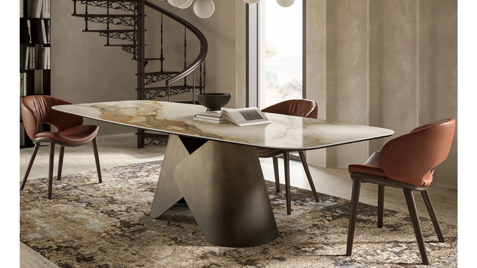 Ceramic table with metal base Scott Keramik by Cattelan Italia