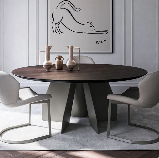 Table with Senator Round wooden top by Cattelan Italia