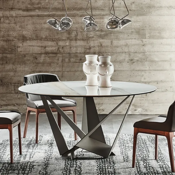 Skorpio Keramic Round round ceramic table with steel base by Cattelan Italia
