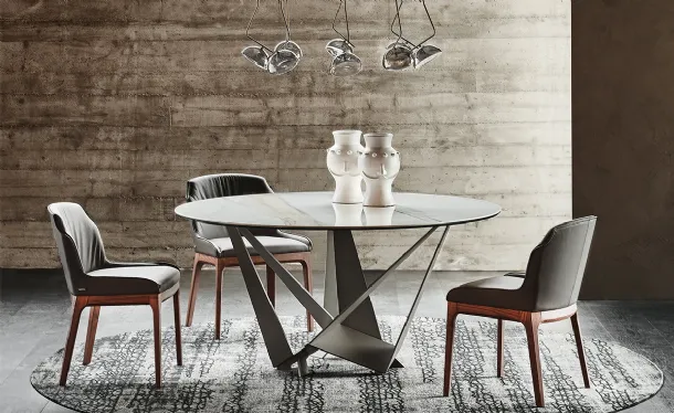 Skorpio Keramic Round round ceramic table with steel base by Cattelan Italia
