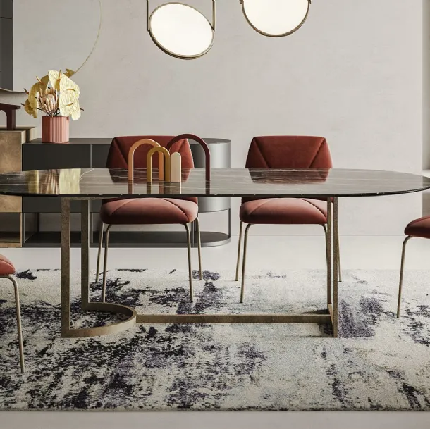 Slice oval table with ceramic top and metal base by Ronda Design