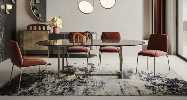 Slice oval table with ceramic top and metal base by Ronda Design