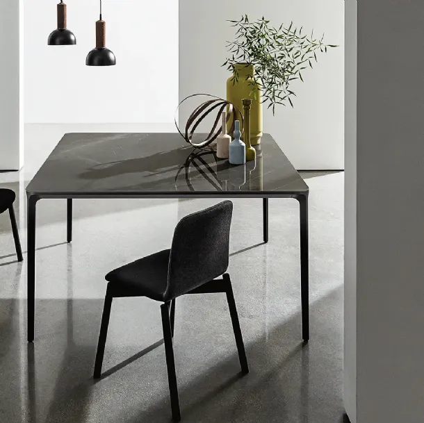 Sovet Square Slim Table with Ceramic Top and Aluminum Legs