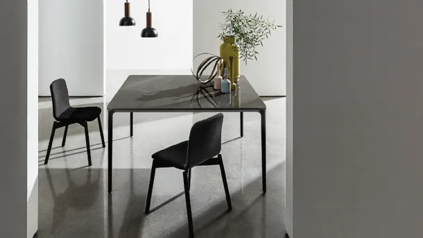 Sovet Square Slim Table with Ceramic Top and Aluminum Legs