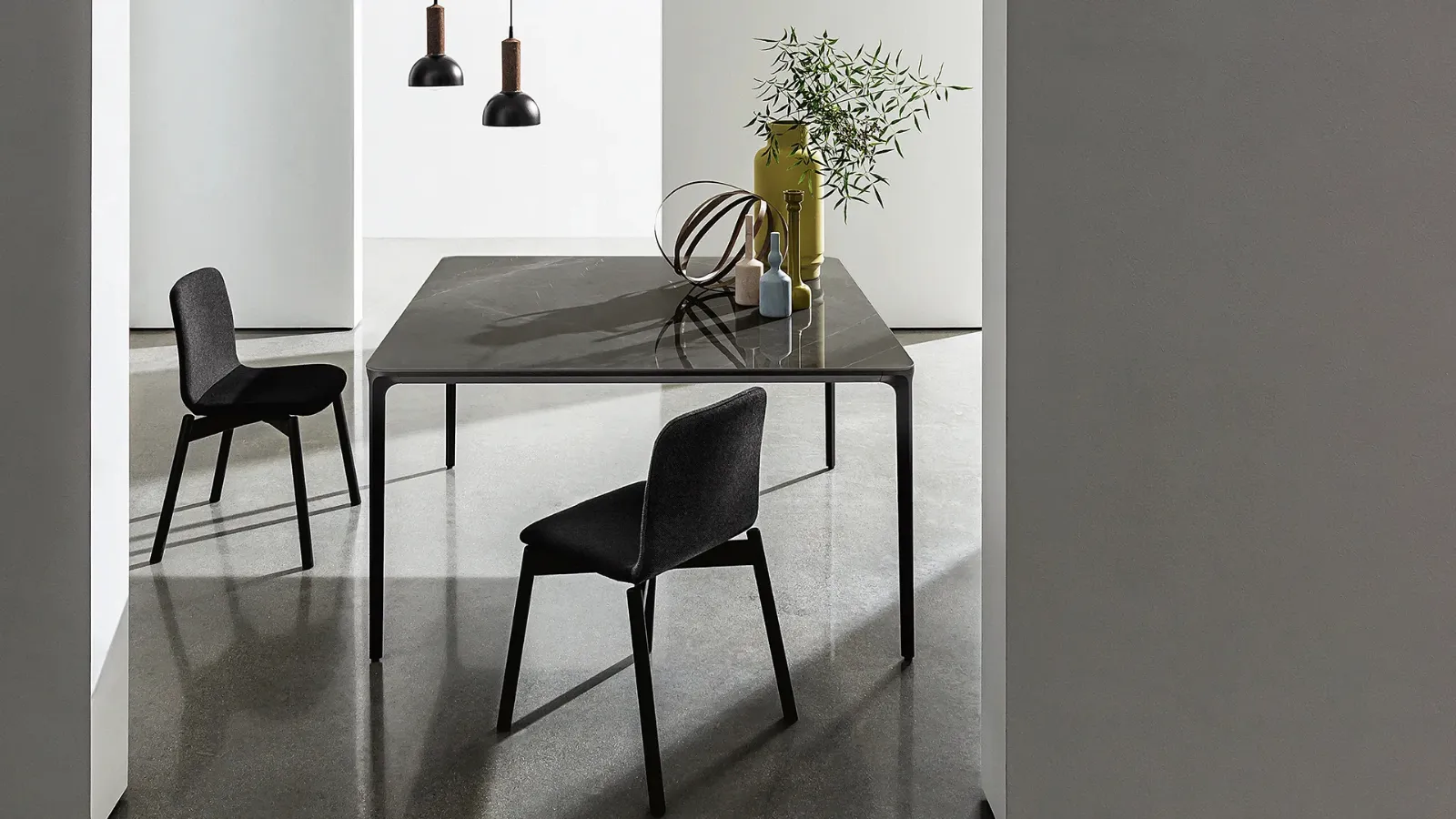 Sovet Square Slim Table with Ceramic Top and Aluminum Legs