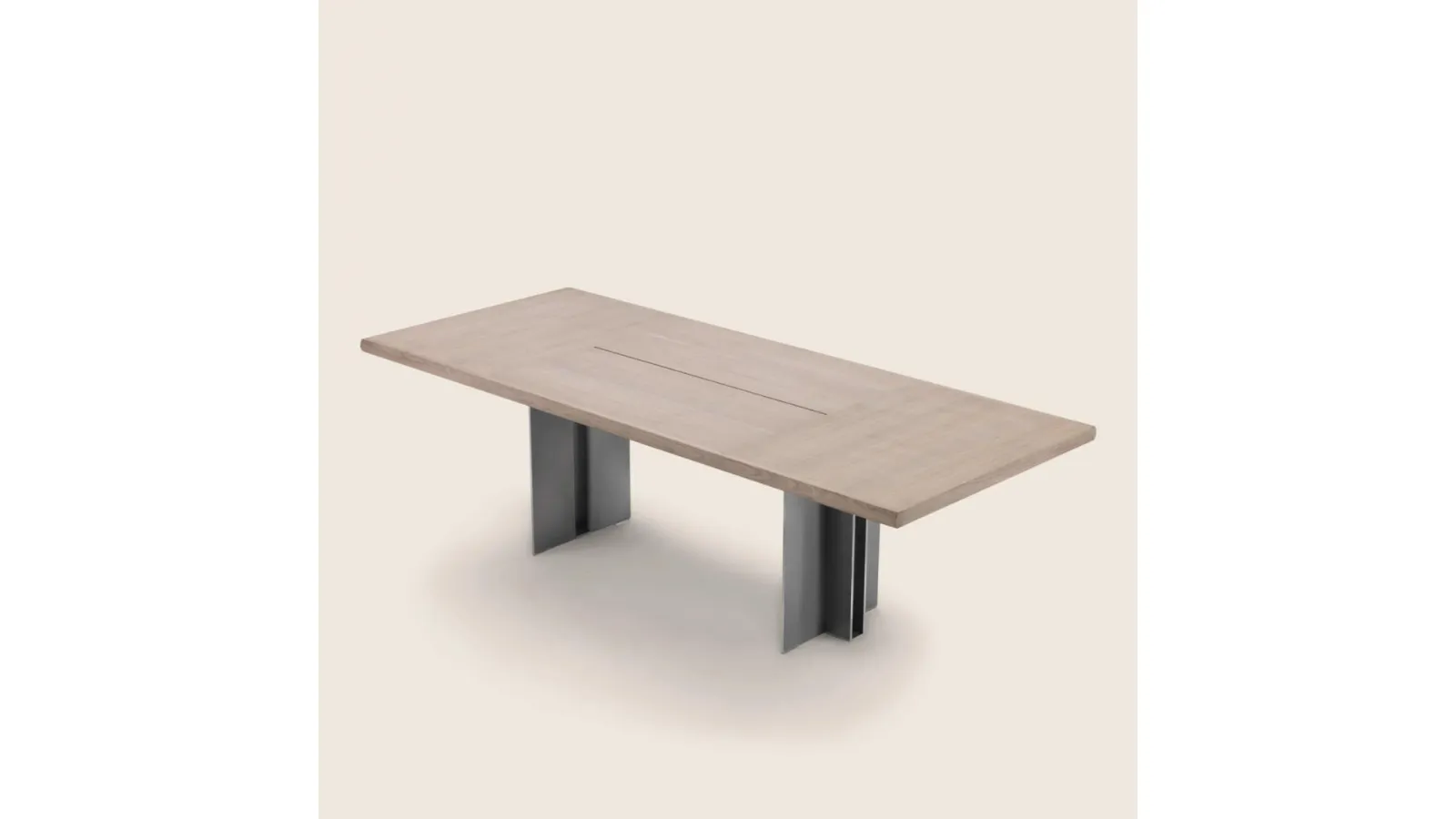 Spello Table with wooden top and painted metal base by Flexform