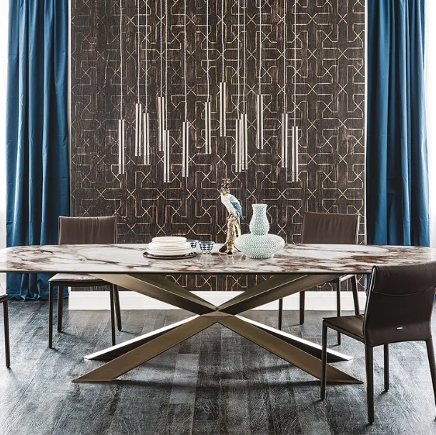 Table with beveled ceramic top Spyder Keramik by Cattelan Italia