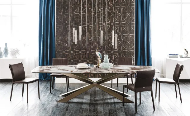 Table with beveled ceramic top Spyder Keramik by Cattelan Italia