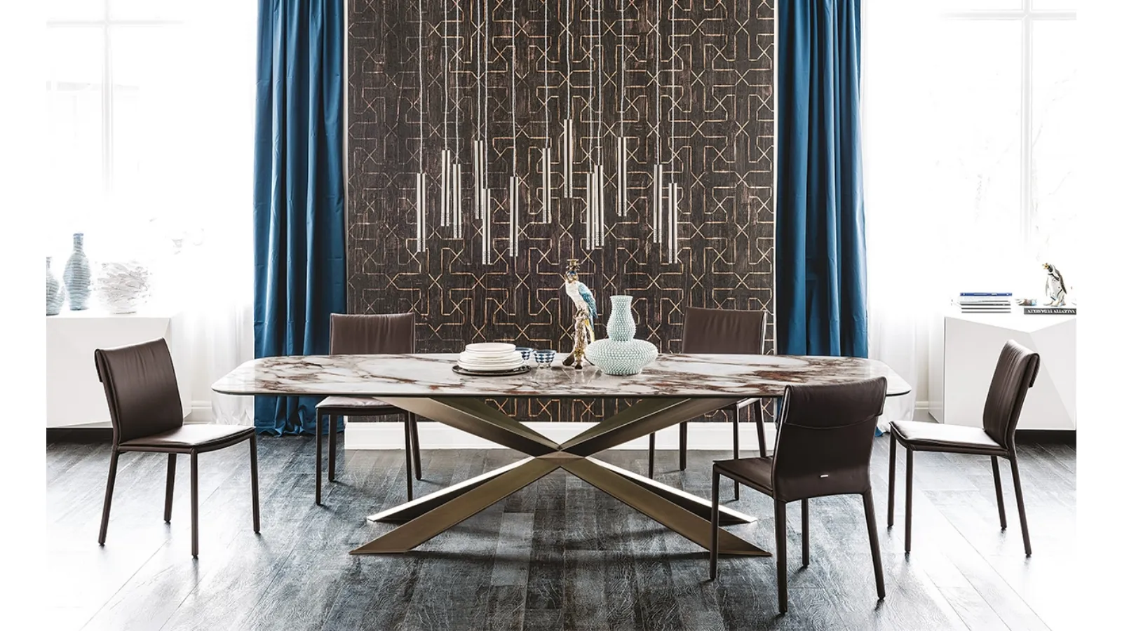 Table with beveled ceramic top Spyder Keramik by Cattelan Italia