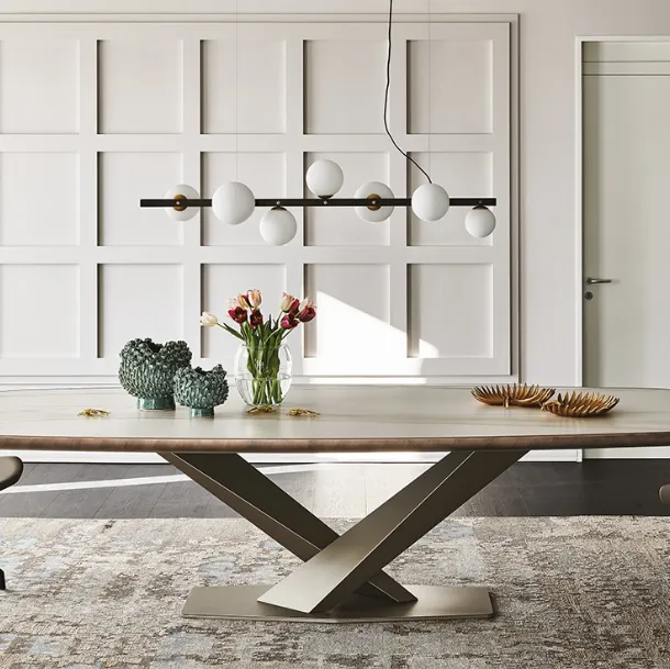 Rectangular ceramic table with rounded corners Stratos Keramik Premium by Cattelan Italia