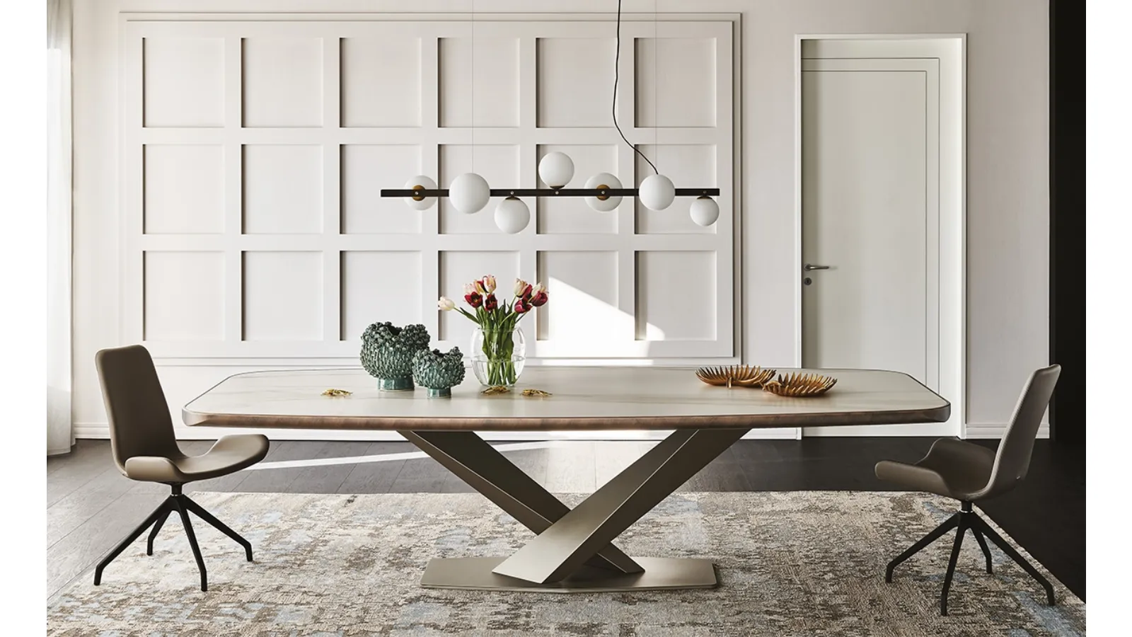 Rectangular ceramic table with rounded corners Stratos Keramik Premium by Cattelan Italia