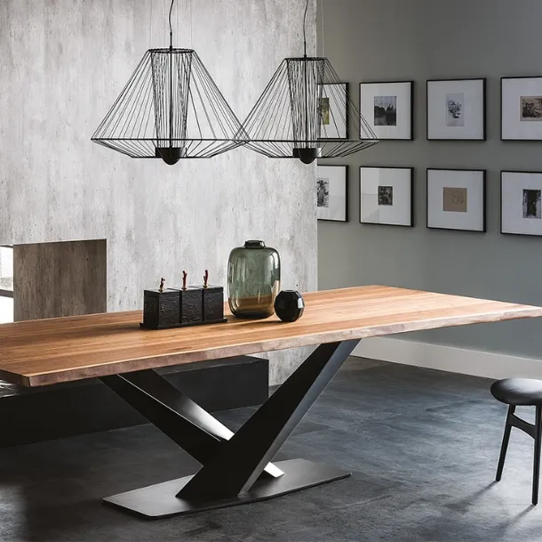Table with Stratos Wood top by Cattelan Italia