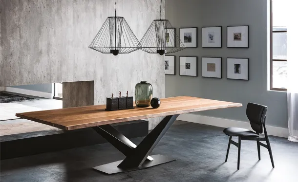 Table with Stratos Wood top by Cattelan Italia