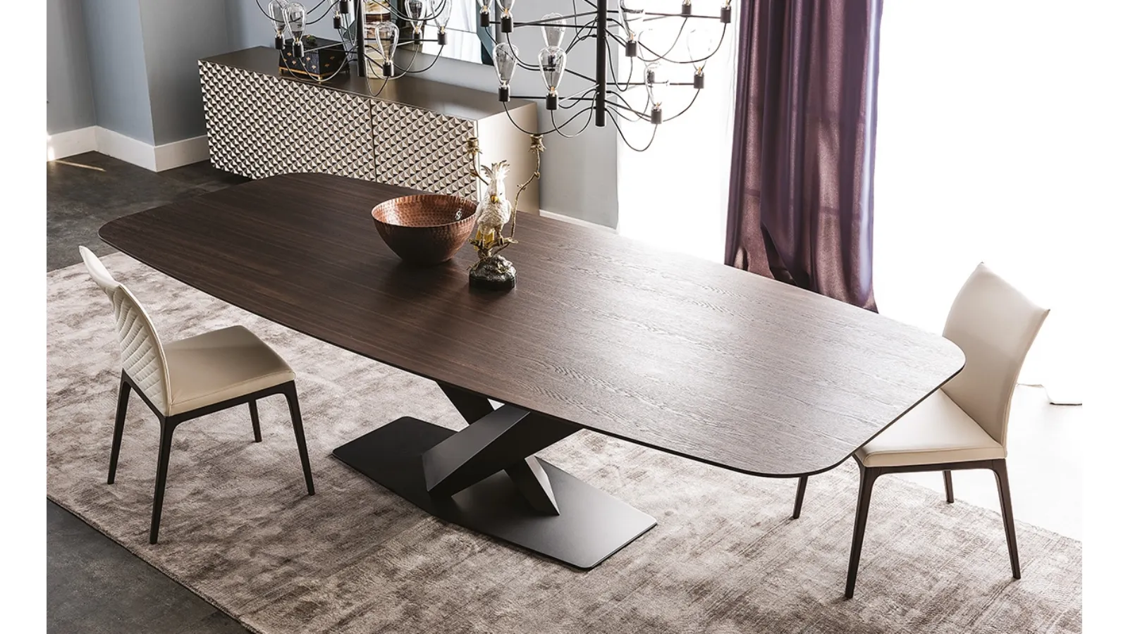 Table with Stratos Wood top by Cattelan Italia
