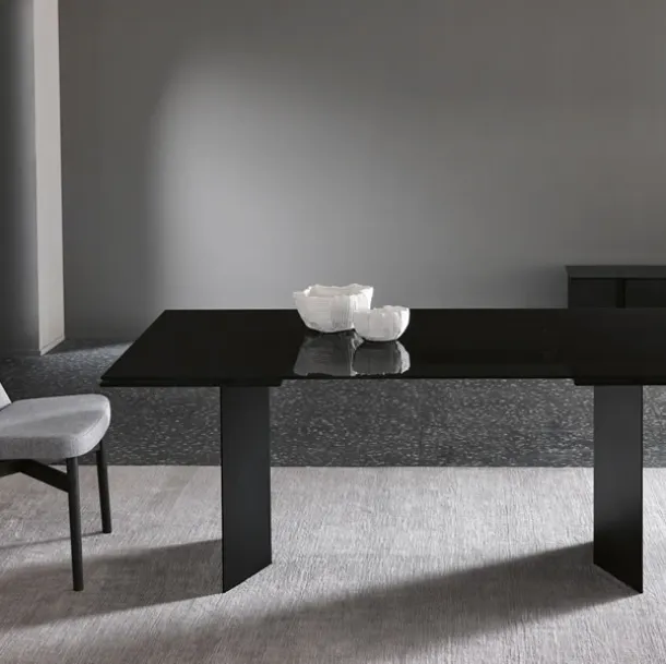 Glass table with metal legs T-AB by Tonelli