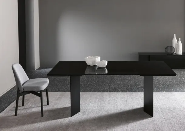 Glass table with metal legs T-AB by Tonelli