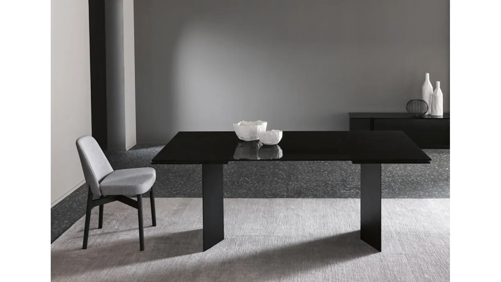 Glass table with metal legs T-AB by Tonelli