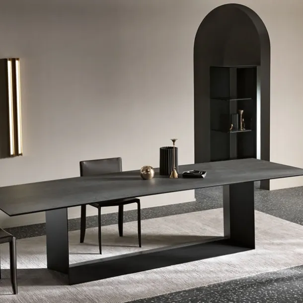 Ceramic table on a metal base T5 by Tonelli